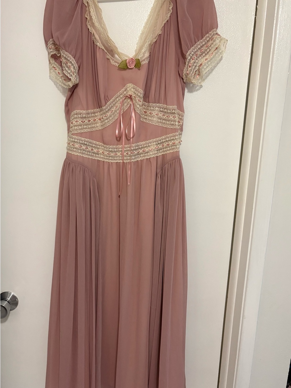 Lacemade plus & curve Romantic Rose Pink Lace-Trim love poem Dress